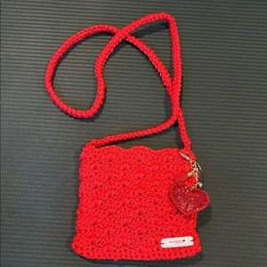 Chic Red Crochet Crossbody Bag